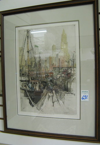 Appraisal: LUIGI KASIMIR Austrian - Etching and aquatint titled Fulton Market