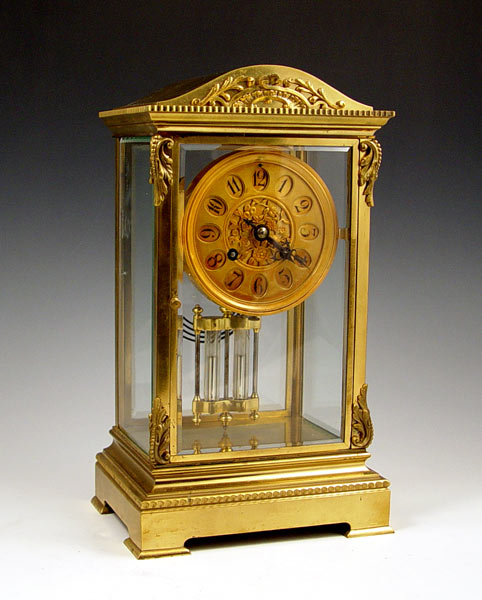 Appraisal: JAPY FRERES FRENCH CRYSTAL REGULATOR CLOCK Brass case with applied