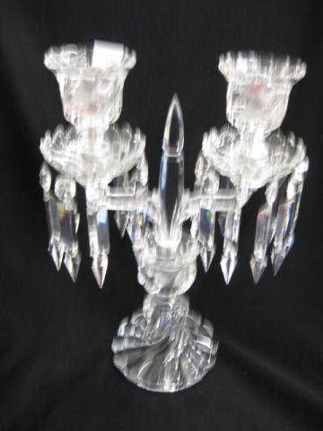 Appraisal: Baccarat Crystal Candelabra swirl base cut prisms double sconce tall