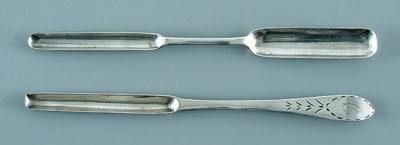 Appraisal: Two coin silver marrow scoops one double sided marked T