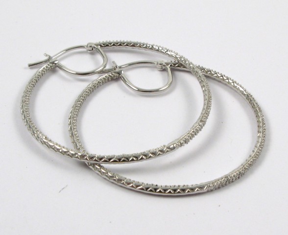 Appraisal: PAIR OF DIAMOND HOOP EARRINGS each k white gold with