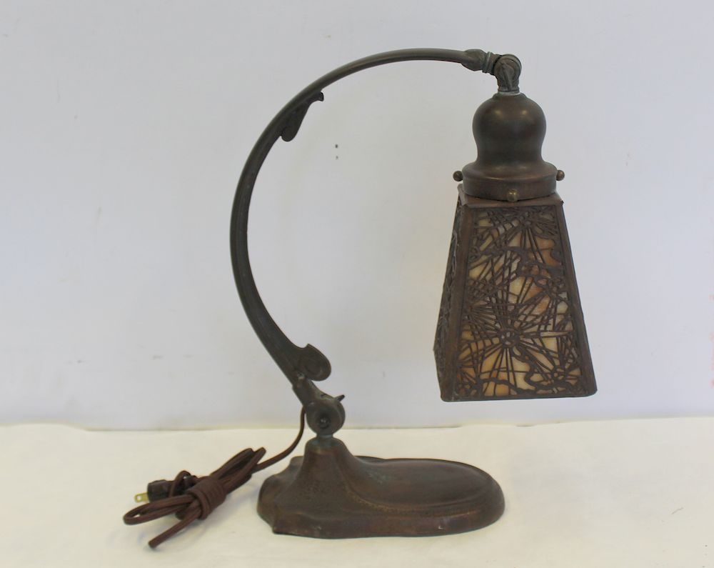 Appraisal: HANDEL Signed Table Bridge Lamp With Pine Needle From a