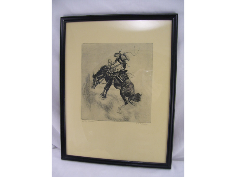 Appraisal: The Outlaw by Reinhold H Palenske Etching depicts a scene