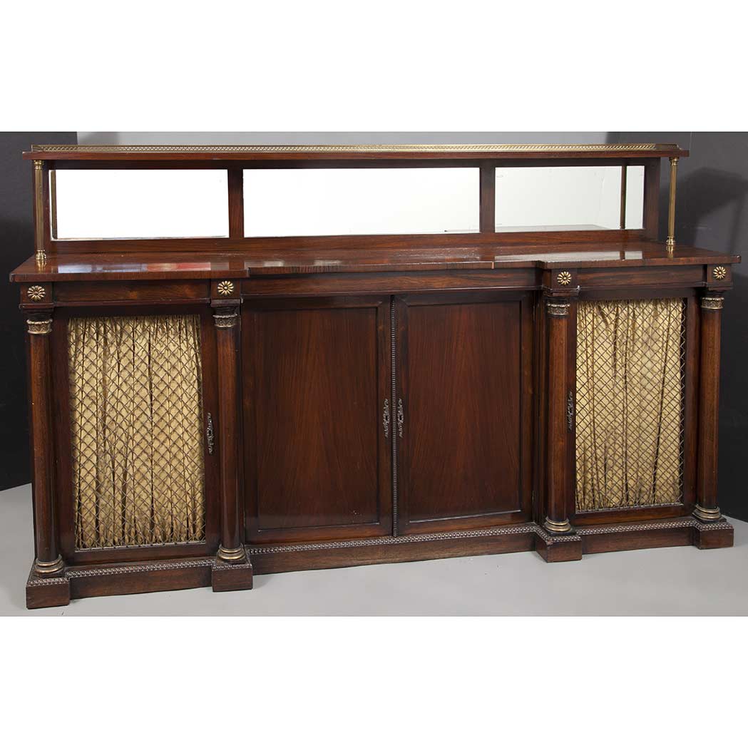 Appraisal: Regency Parcel Gilt Rosewood Credenza Of break front outline with