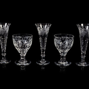 Appraisal: A Collection of William Yeoward Etched Glass Stemware Articles comprising