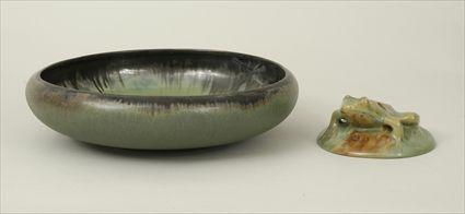 Appraisal: Fulper Art Pottery Bowl and Flower Frog Marked in in