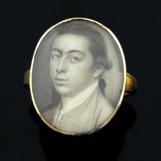 Appraisal: Late th century oval portrait miniature on ivory mm by