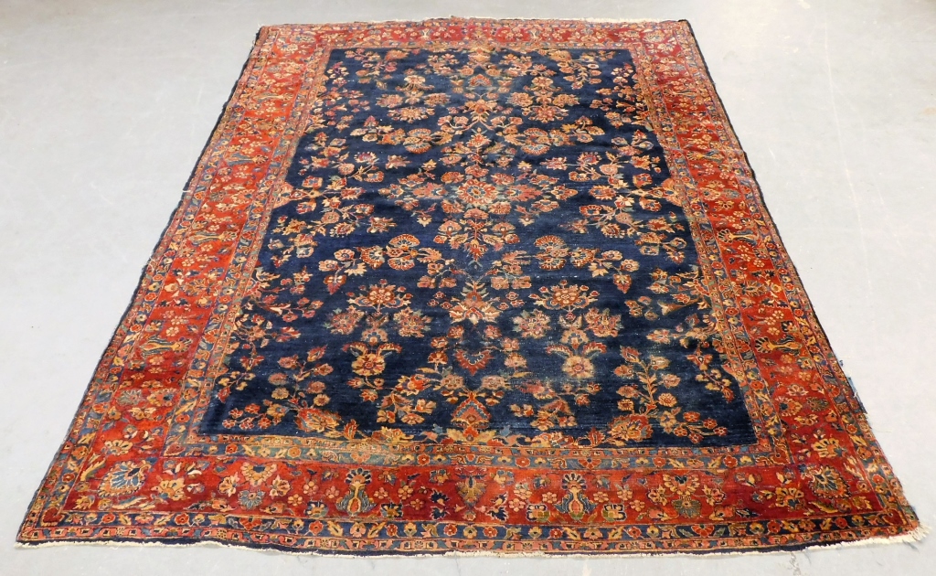 Appraisal: ANTIQUE BLUE PERSIAN SAROUK ORIENTAL CARPET RUG Middle East Circa