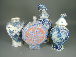 Appraisal: A Dutch blue and white delft jar late th century