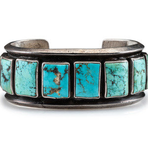 Appraisal: Juan de Dios Zuni - s Silver and Turquoise Cuff