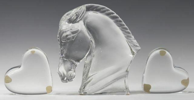 Appraisal: lot of French Baccarat crystal cabinet figures including horse's head