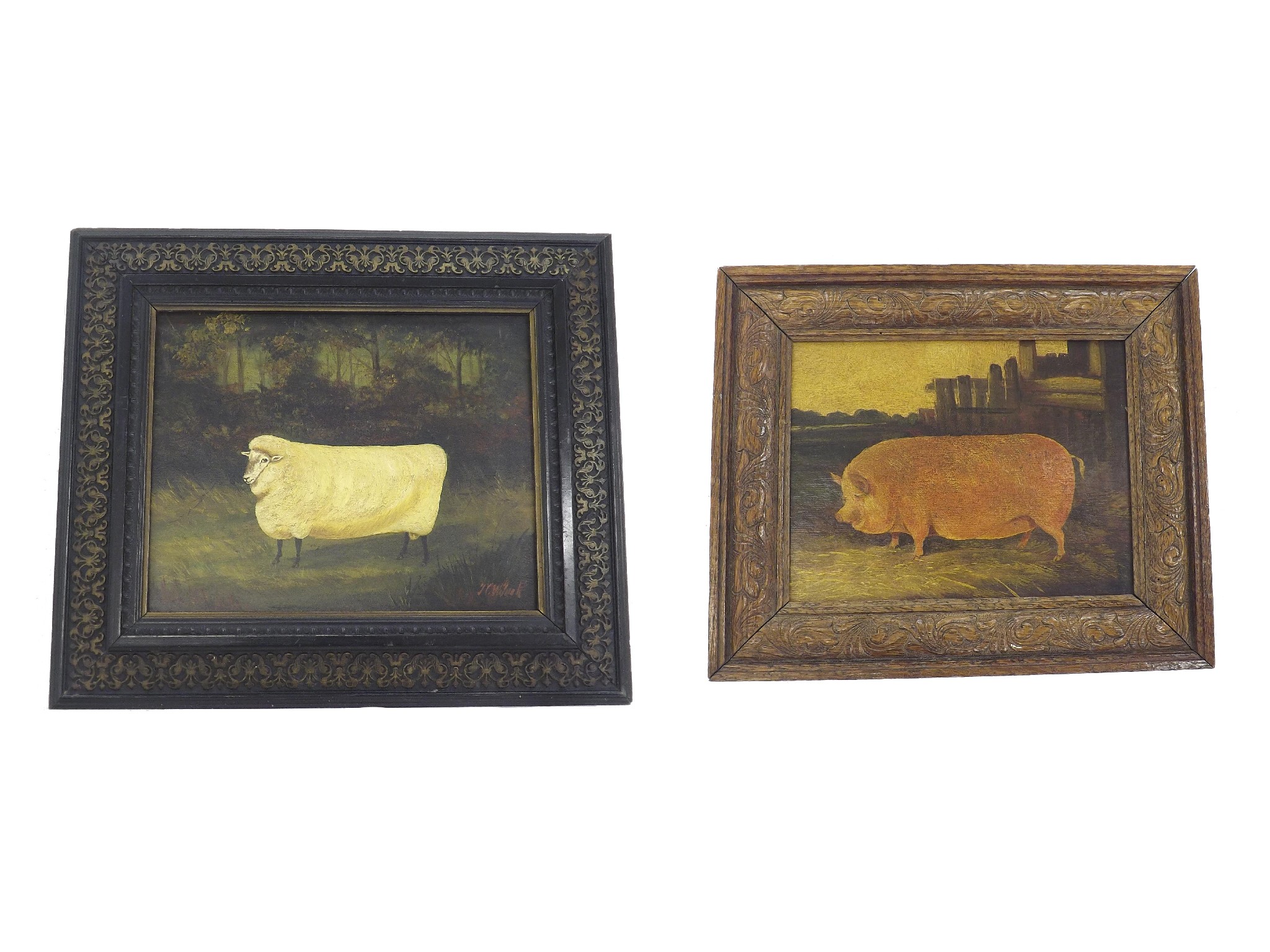 Appraisal: Primitive School - study of a sheep indistinctly signed oil