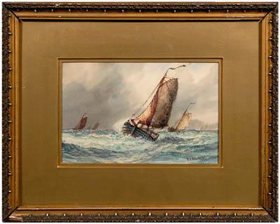 Appraisal: Frederick James Aldridge watercolor British - quot Dutch fishing boats