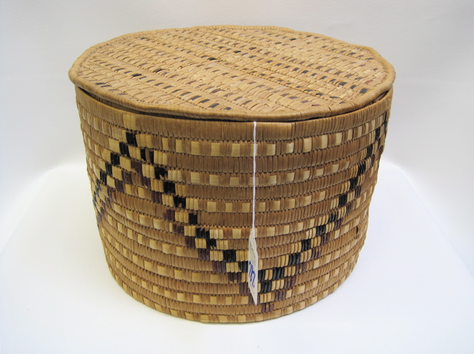 Appraisal: NORTHWEST INDIAN COILED STORAGE BASKET WITH COVER from the Salish-Cowlitz