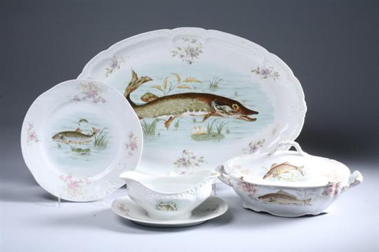 Appraisal: -PIECE CONTINENTAL PORCELAIN FISH SERVICE late th-early th century Z