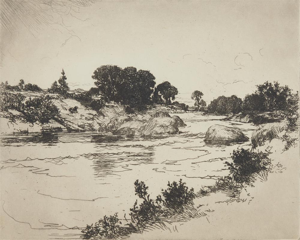 Appraisal: FRANK WESTON BENSON American - Rocky River drypoint x in