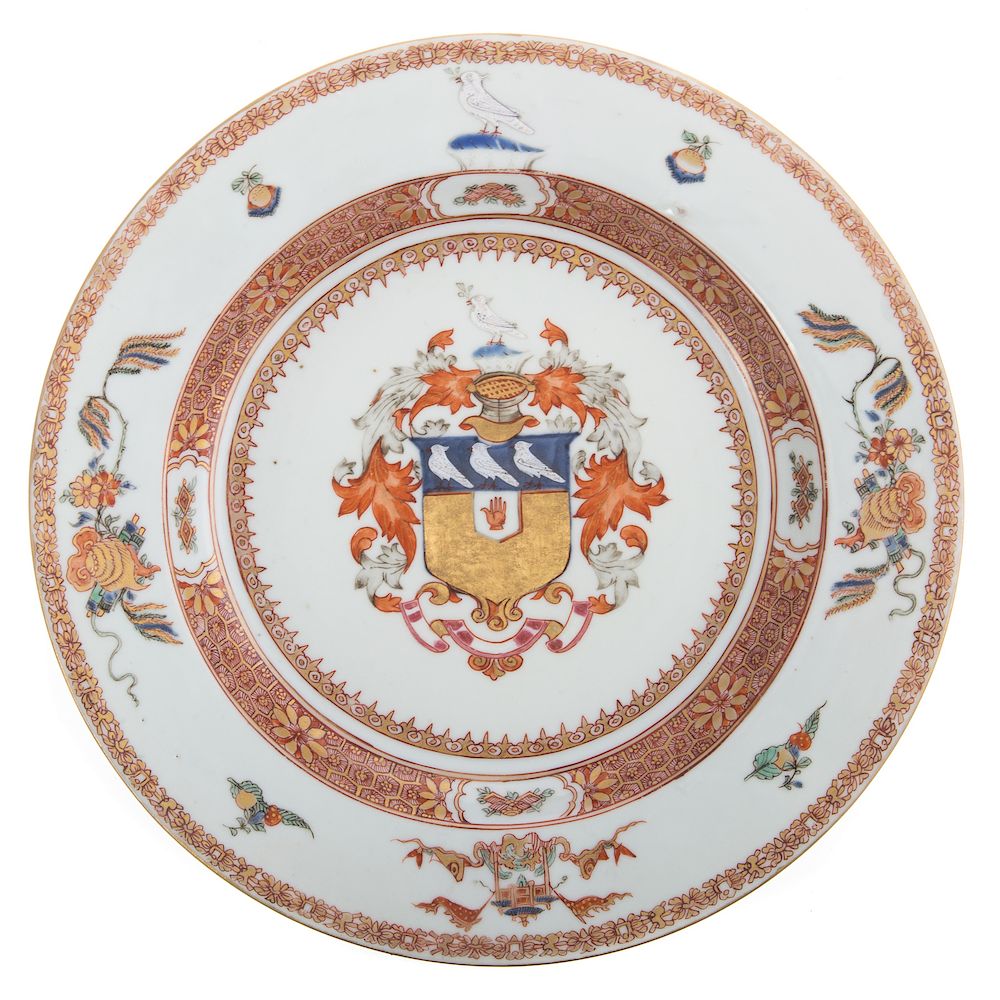 Appraisal: Chinese Export Porcelain Armorial Plate circa Rouge-de-Fer heraldic armorial bearing