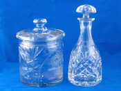 Appraisal: A cut glass biscuit barrel cm dia x cm high