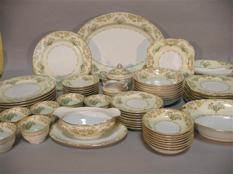 Appraisal: NORITAKE 'DELANO' DINNER SERVICE FOR EIGHT With bouquets and trellis