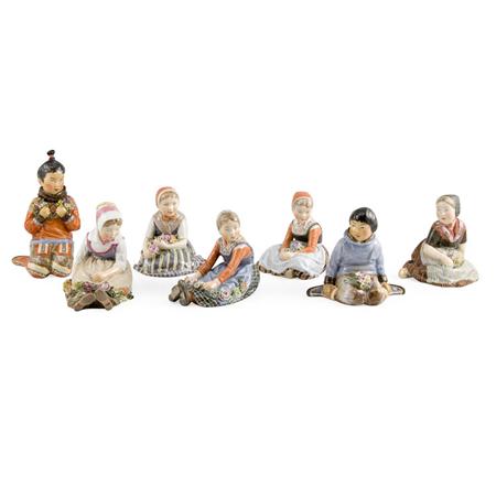 Appraisal: Group of Seven Royal Copenhagen Porcelain Figures of Children Estimate