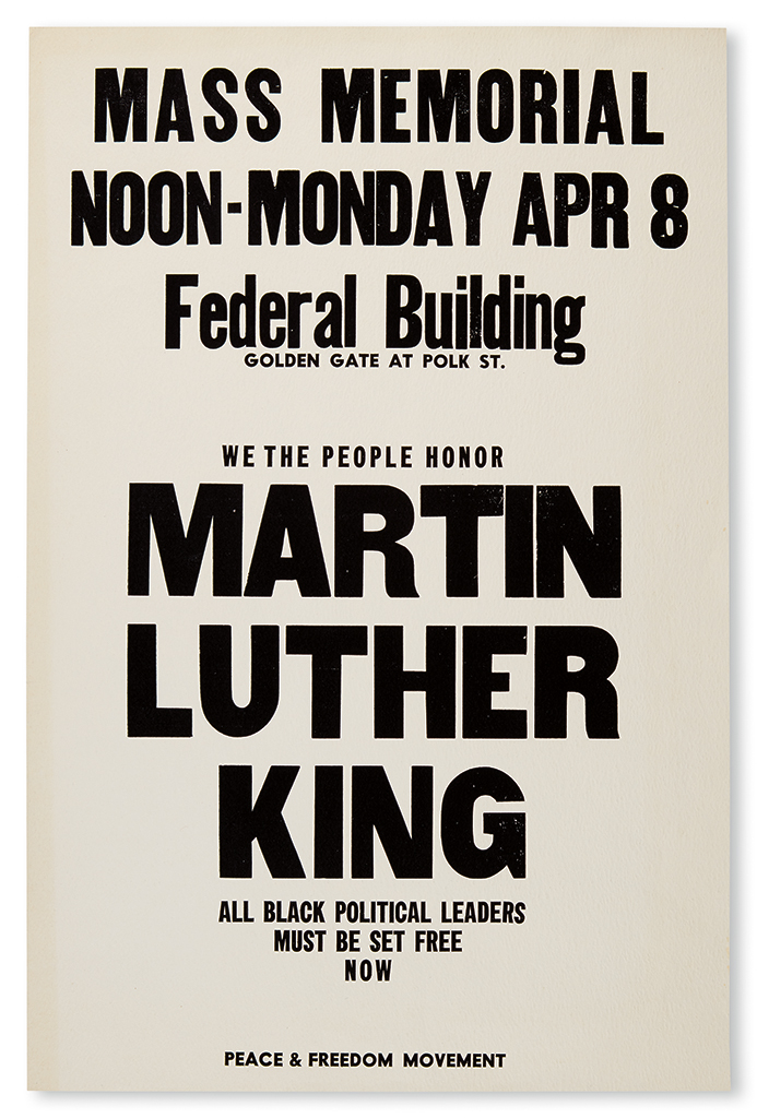 Appraisal: CIVIL RIGHTS KING MARTIN LUTHER JR Mass Memorial Noon-Monday Apr