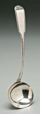 Appraisal: Charleston coin silver ladle downturned fiddle and thread handle marked