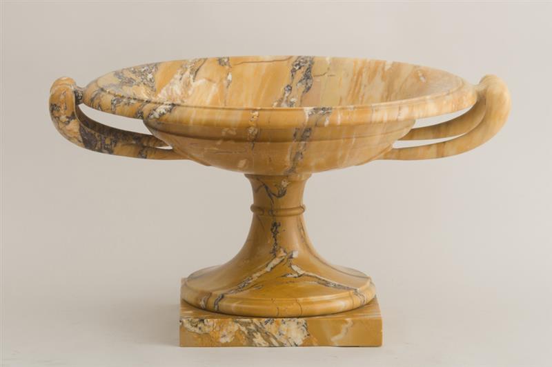 Appraisal: ITALIAN NEOCLASSICAL STYLE VEINED SIENNA MARBLE URN The shallow bowl