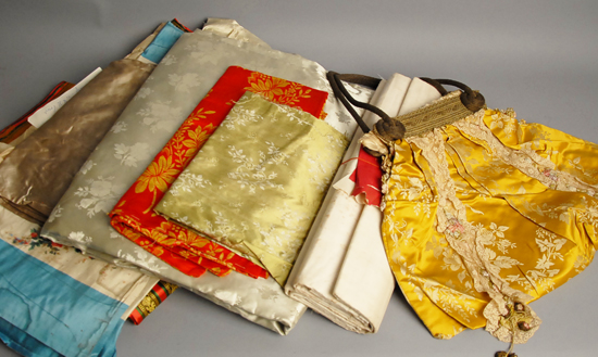 Appraisal: A Lot of Fine Fabrics brocades silks watered taffeta and