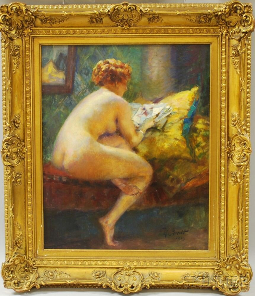 Appraisal: Ferdinand Max Bredt German - Seated Nude Reading Signed and