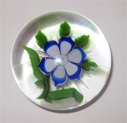 Appraisal: Antique Baccarat anemone paperweightThe flower With six blue edged white