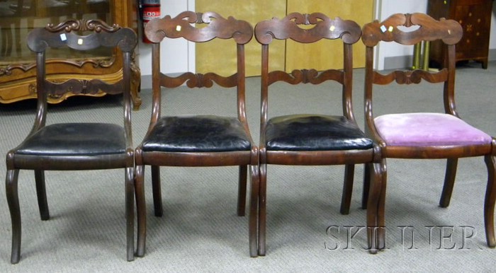 Appraisal: Four Empire Mahogany Veneer Side Chairs