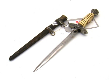 Appraisal: German WWII Luftwaffe dress dagger Dagger is equipped with standard