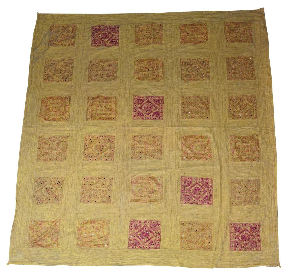 Appraisal: INDIAN EMBROIDERED TEXTILEwith tag from I M G textiles India