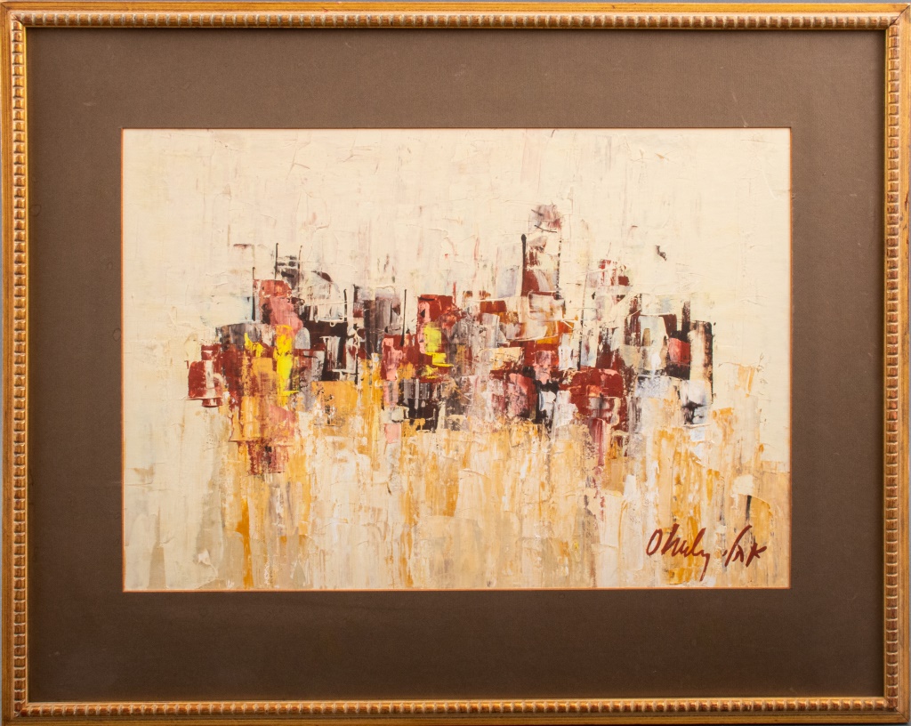 Appraisal: SHAUL OHALY TEL AVIV ABSTRACT OIL ON CARDBOARD Shaul Ohaly