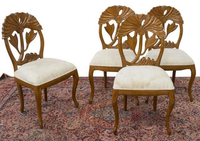 Appraisal: lot of French carved fruitwood dining side chairs th c