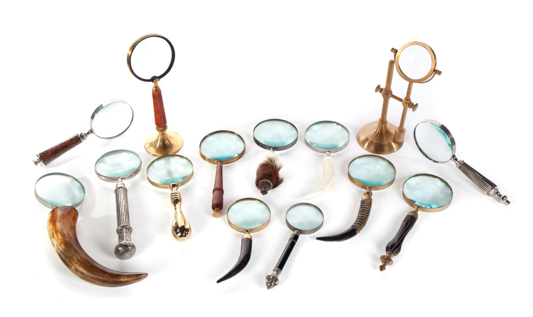 Appraisal: FOURTEEN AMERICAN MAGNIFYING GLASSES Twentieth century Two standing models in