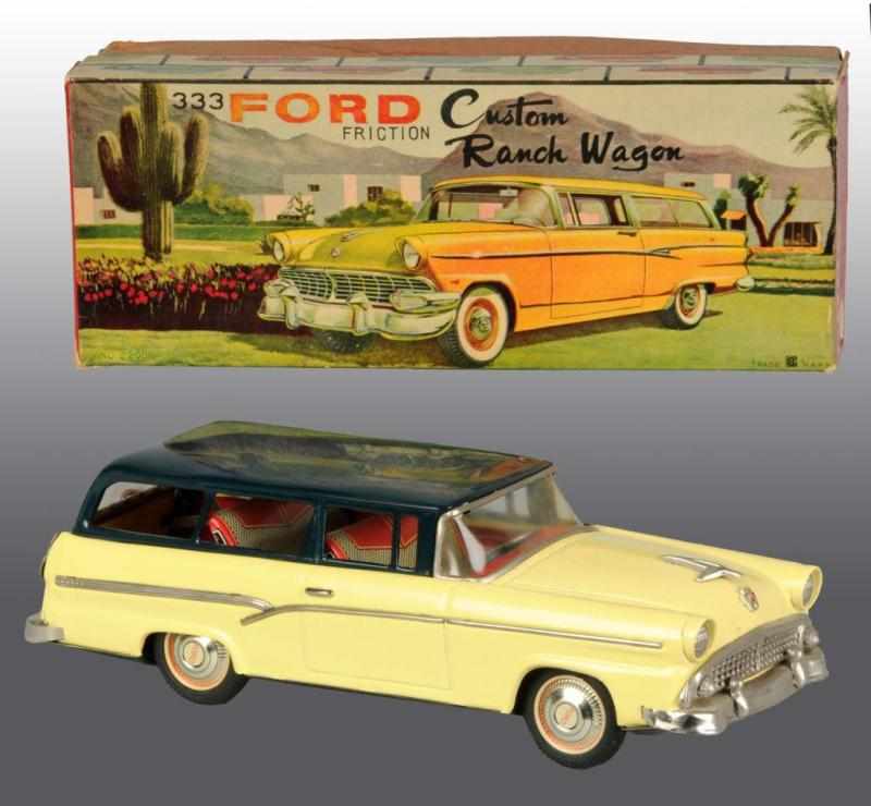 Appraisal: Tin Ford Ranch Station Wagon Friction Toy Description Japanese Circa