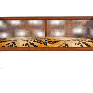 Appraisal: An Italian Style Walnut Bench with Tiger Velvet Upholstery th