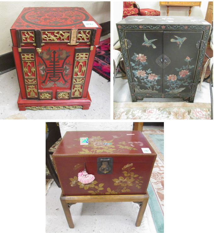 Appraisal: THREE SMALL ARTICLES OF CHINESE CASE FURNITURE -door black lacquer