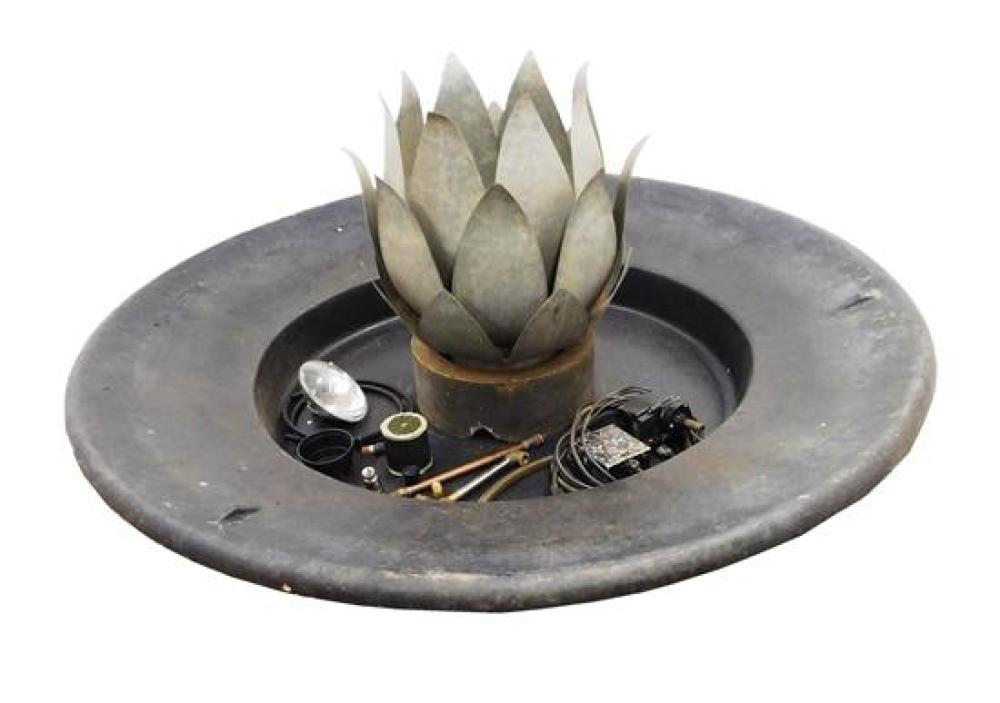 Appraisal: GARDEN Lotus flower fountain th C galvanized tin with fiberglass