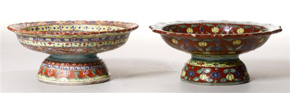 Appraisal: TWO BENCHARONG FOOTED CUPS China for Thailand th c D