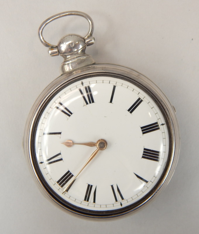 Appraisal: A George IV silver pair cased pocket watch having fusee