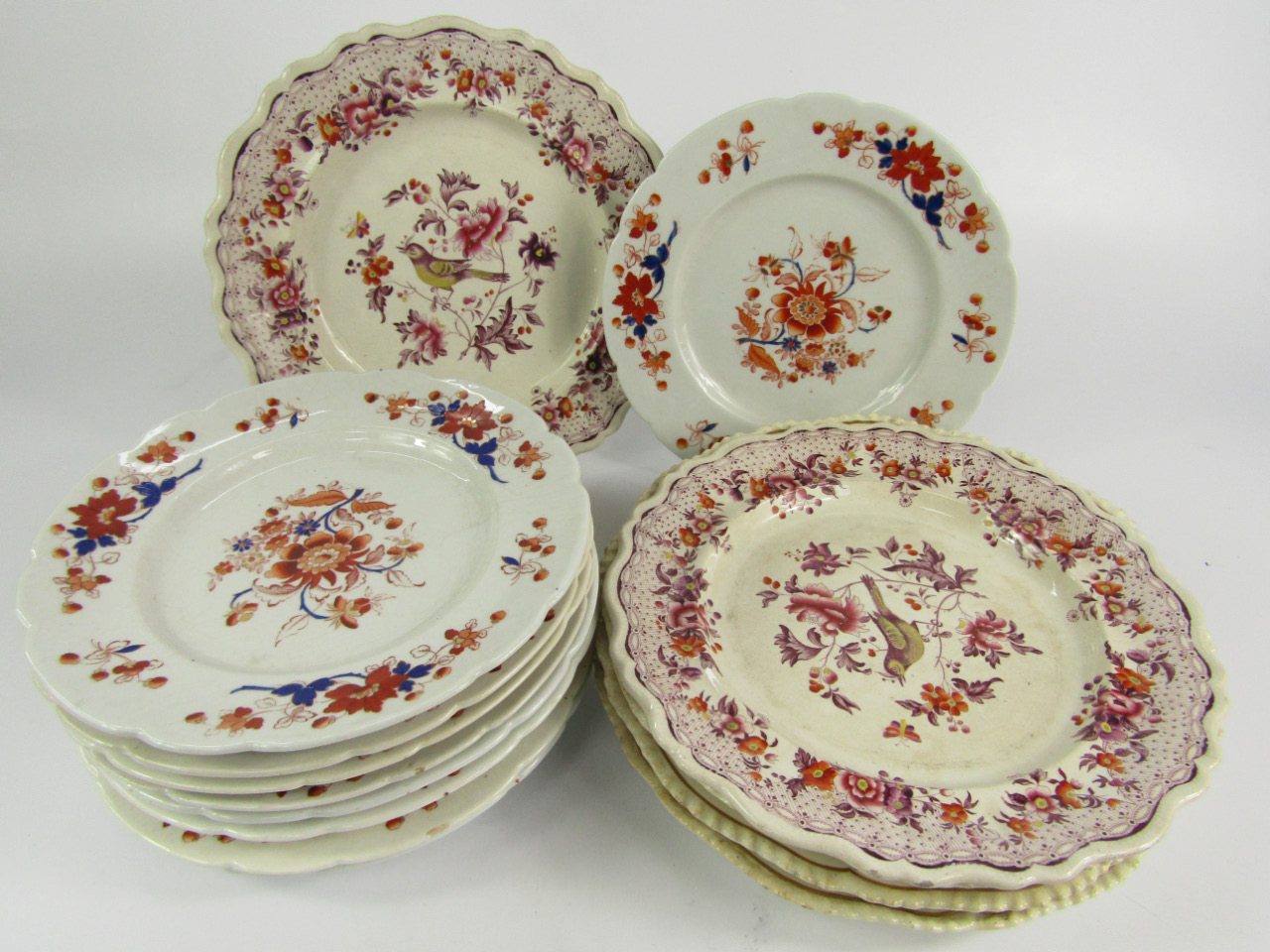 Appraisal: Nine Chamberlain Worcester porcelain dessert plates Imari decorated with flowers