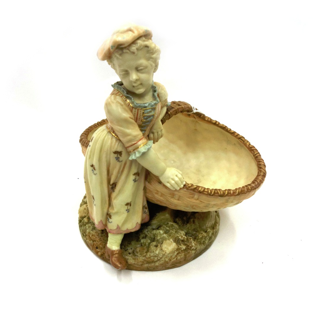 Appraisal: A Royal Worcester porcelain sweetmeat basket shape no modelled as