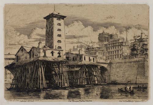 Appraisal: CHARLES MERYON La Pompe Notre Dame Etching on light tan