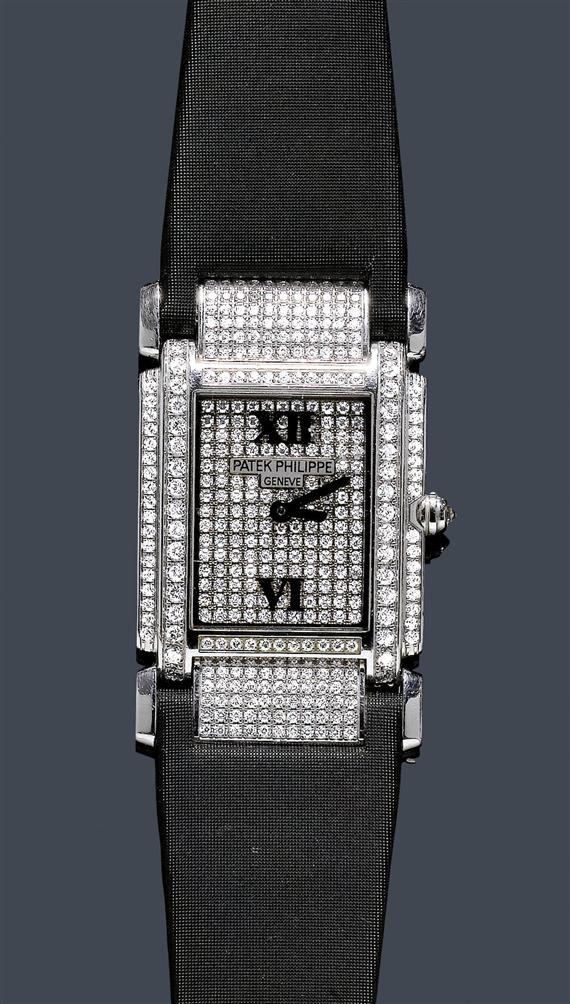 Appraisal: A LADY'S DIAMOND WRISTWATCH PATEK PHILIPPE TWENTY- White gold Ref