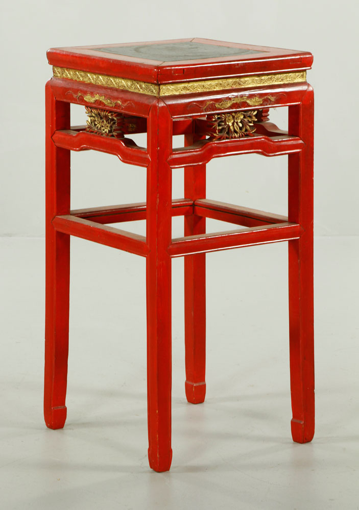 Appraisal: - Chinese Lacquer Stand Chinese lacquer stand painted red with