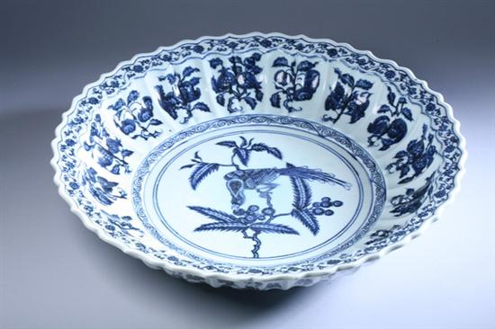 Appraisal: CHINESE BLUE AND WHITE PORCELAIN CHARGER th century Painted in