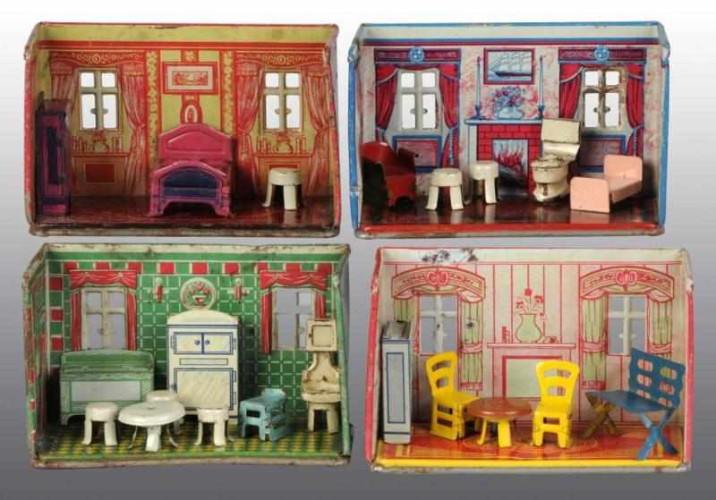 Appraisal: Lot of Tin Litho Marx Home Town Newlywed Toys Description