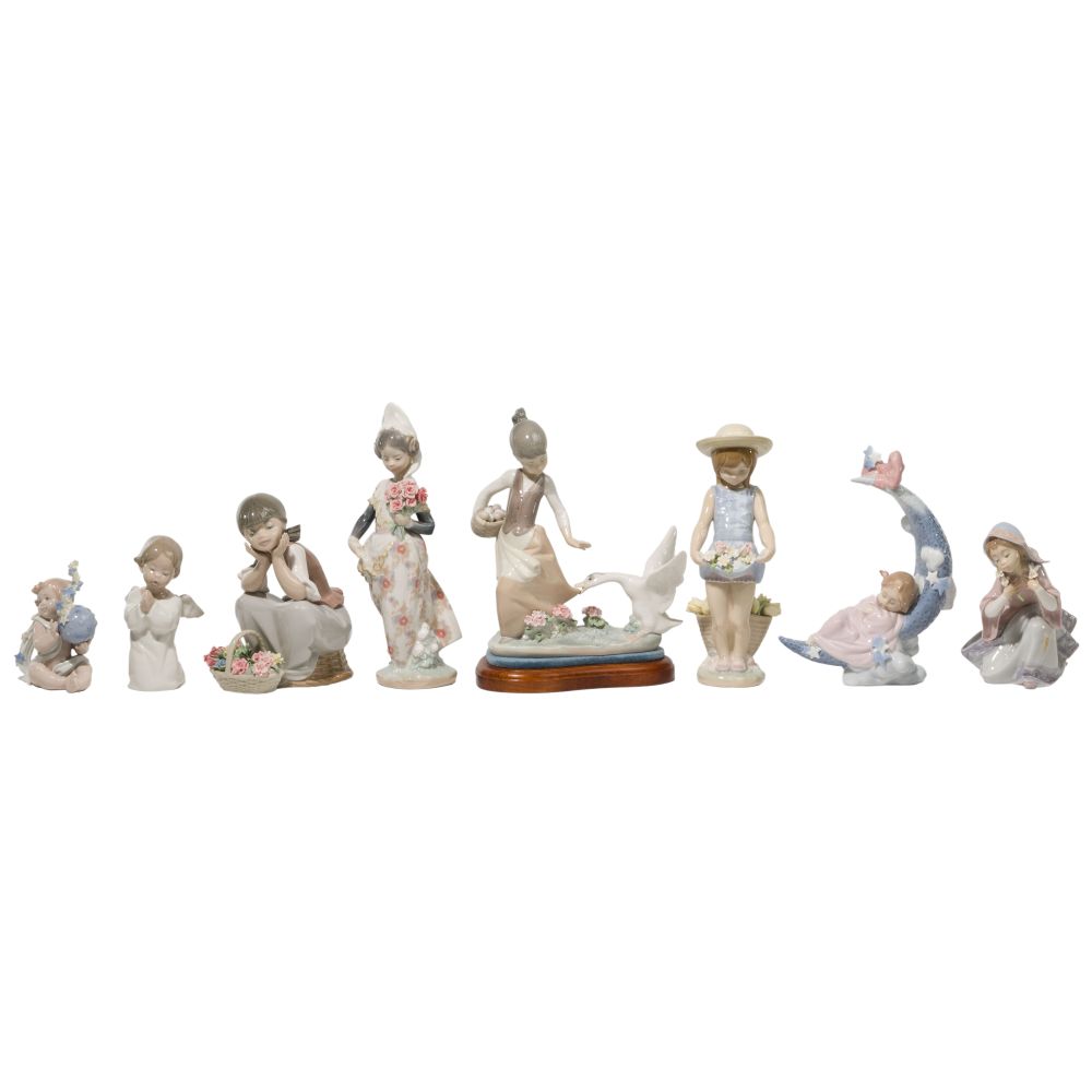 Appraisal: LLADRO FIGURINE ASSORTMENT items including Aggressive Goose retired Pondering retired